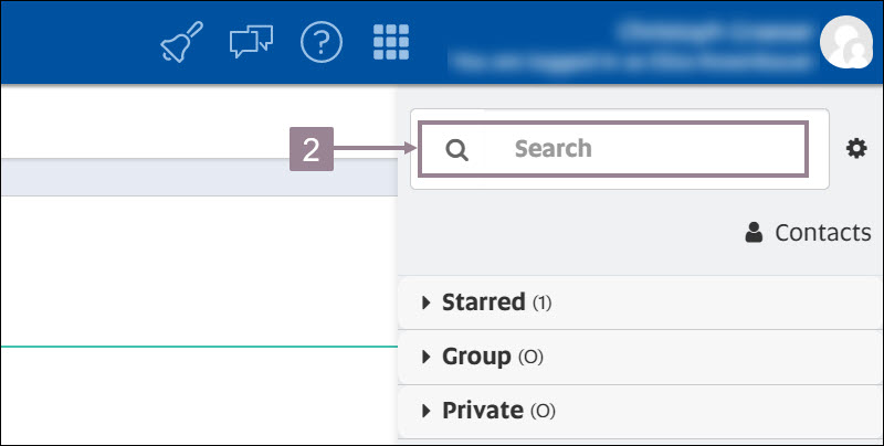 Screenshot showing the search bar for contacts. 