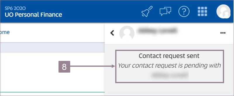 Screenshot showing the information box that the contact request is sent out.