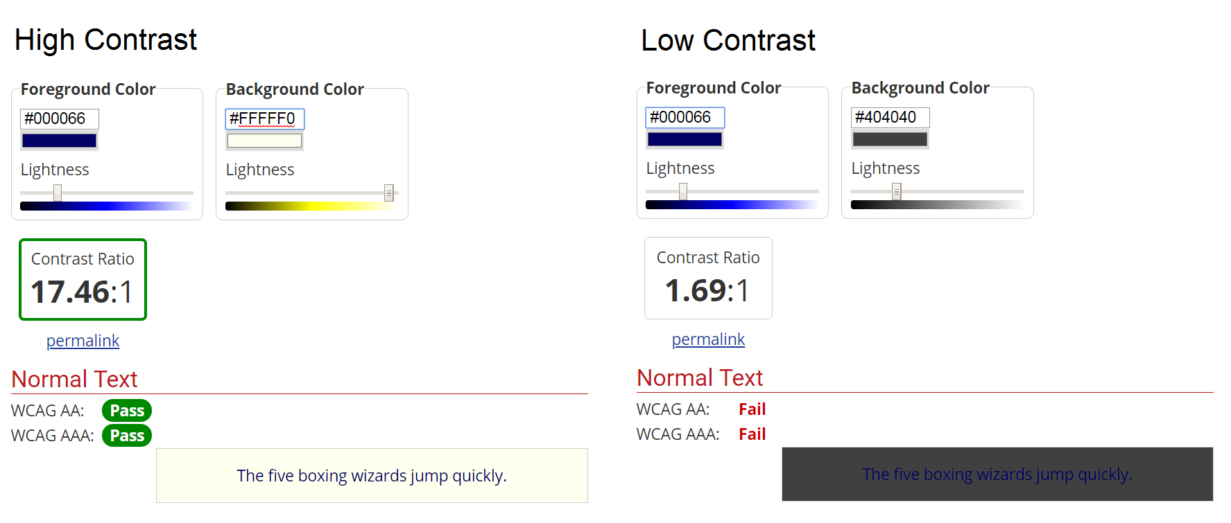 high and low contrast examples