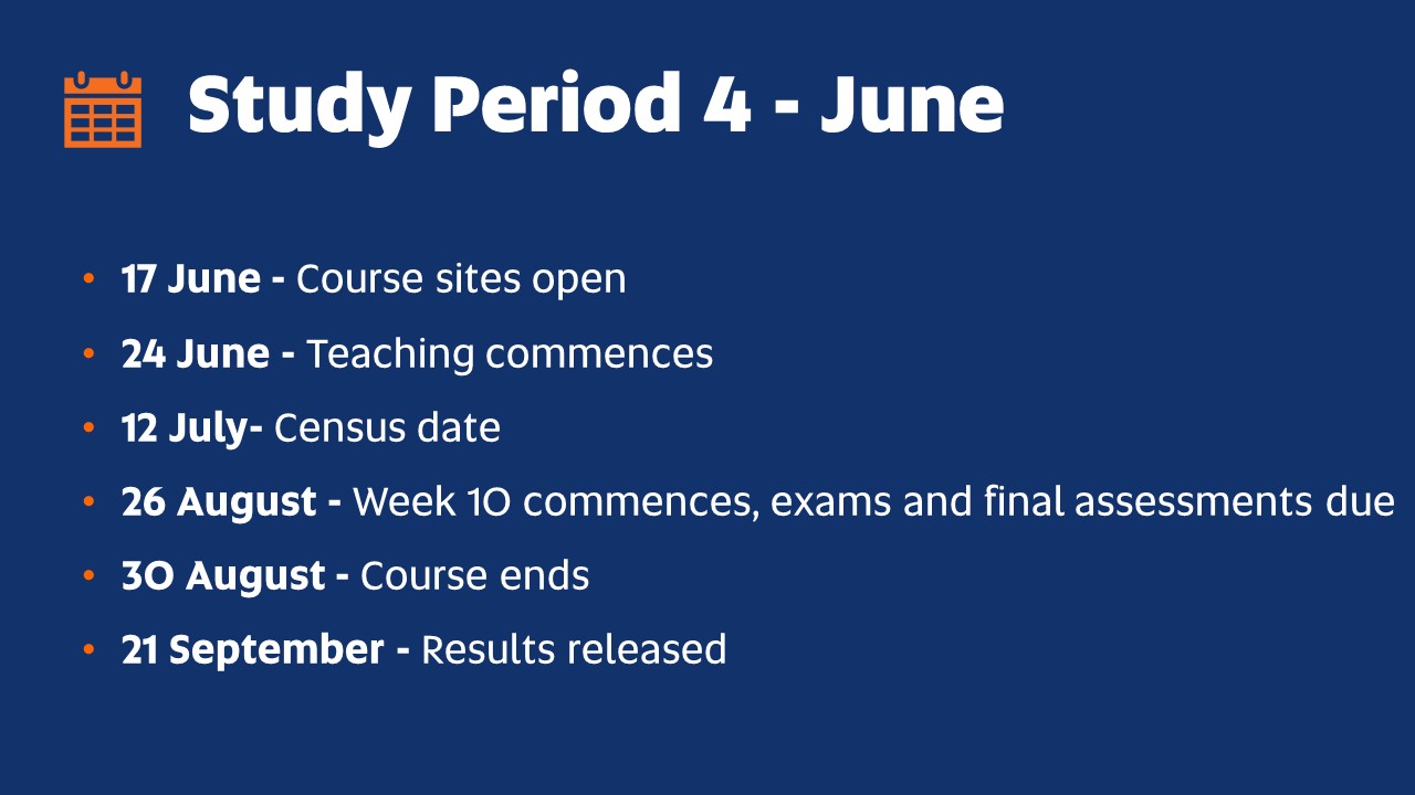 Key dates for Accelerate studies SP 4 2024